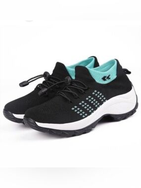 Orthofit Air-Cooled Memory Foam Sneaker Work Shoes Turquoise Black